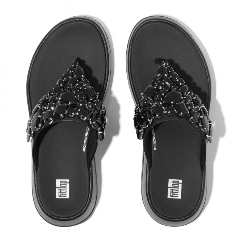 Women's Fitflop F-Mode Flip Flops Black | CA-1632094-XD