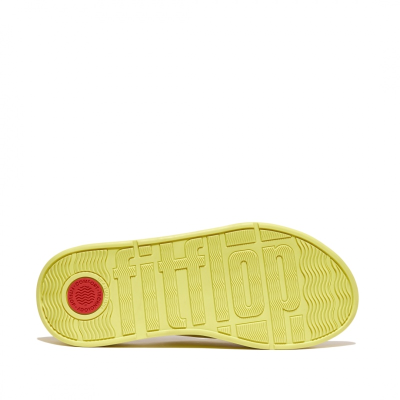 Women's Fitflop F-Mode Leather Slides Yellow | CA-5381296-XL