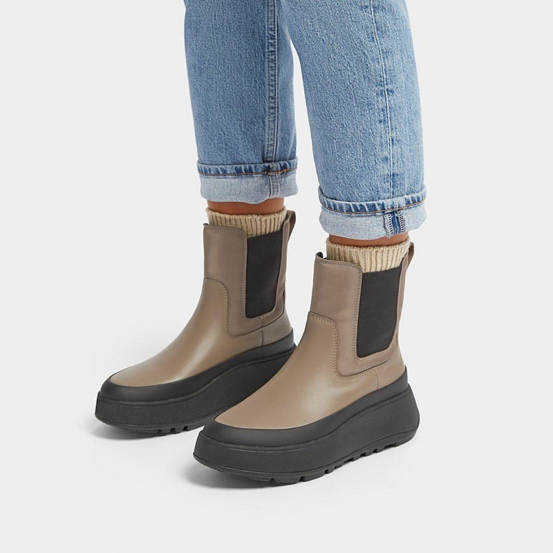 Women's Fitflop F-Mode Polyester Elastic Boots Grey | CA-2019456-WQ