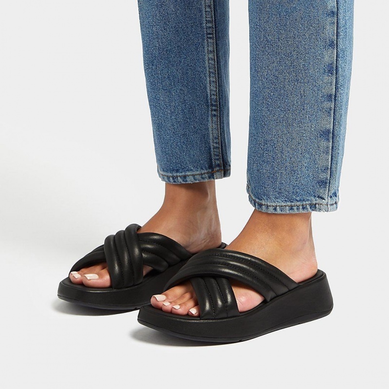 Women's Fitflop F-Mode Slides Slides Black | CA-6812740-OV