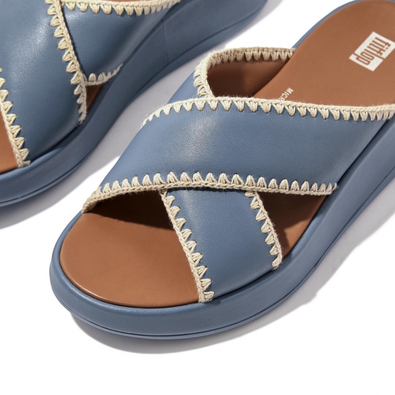 Women's Fitflop F-Mode Slides Slides Blue | CA-6983572-ZJ