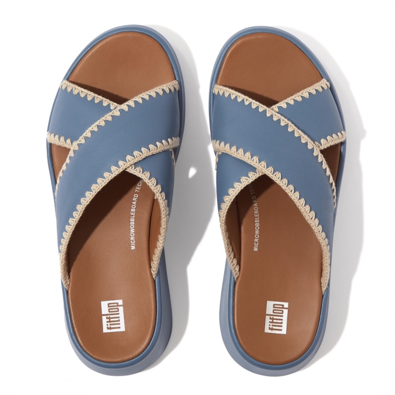 Women's Fitflop F-Mode Slides Slides Blue | CA-6983572-ZJ