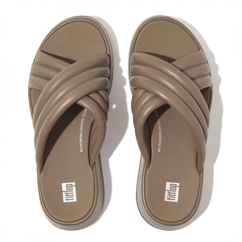 Women's Fitflop F-Mode Slides Slides Grey Beige | CA-0478519-RC