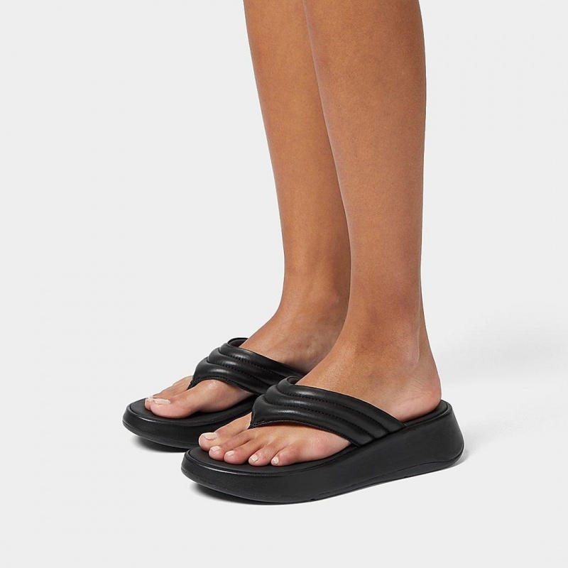 Women's Fitflop F-Mode Toe Thongs Thongs Black | CA-8254163-EM