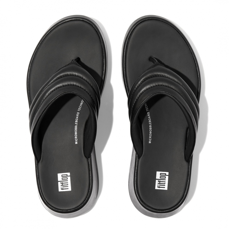 Women's Fitflop F-Mode Toe Thongs Thongs Black | CA-8254163-EM