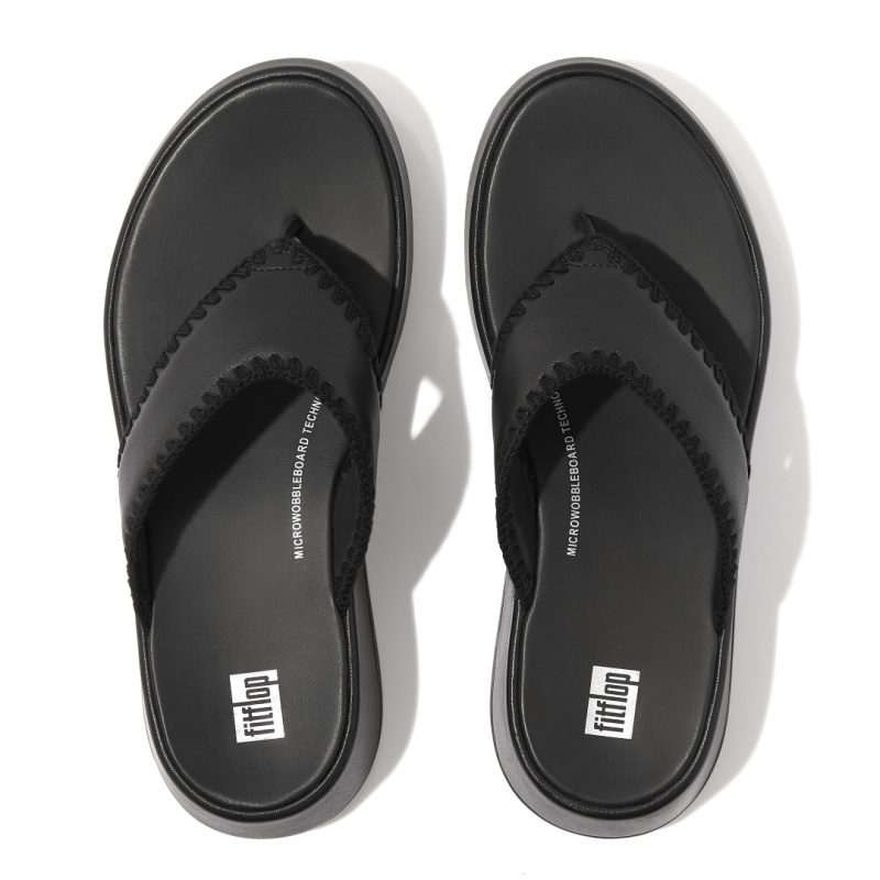 Women's Fitflop F-Mode Toe Thongs Thongs Black | CA-0653178-WE