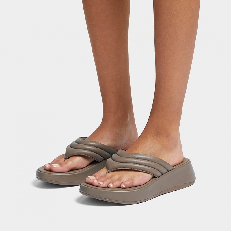 Women's Fitflop F-Mode Toe Thongs Thongs Grey | CA-9784125-OI