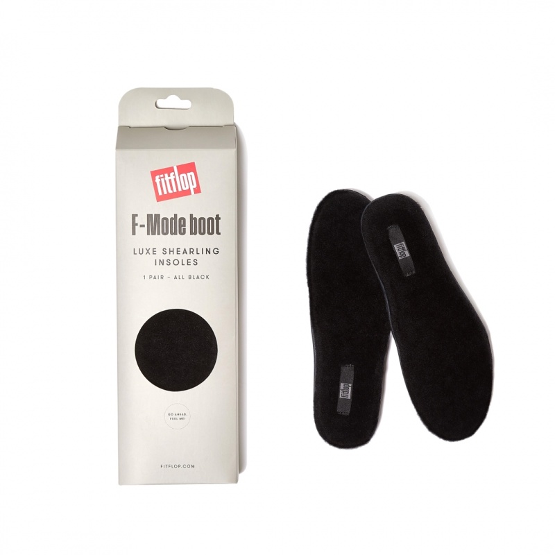 Women's Fitflop F Mode Shearling Boots Insoles Black | CA-0215478-JP