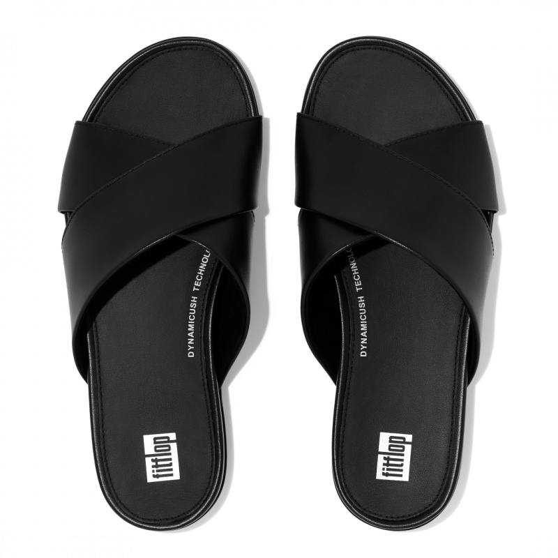 Women's Fitflop Gracie Cross Slides Slides Black | CA-0568734-UT