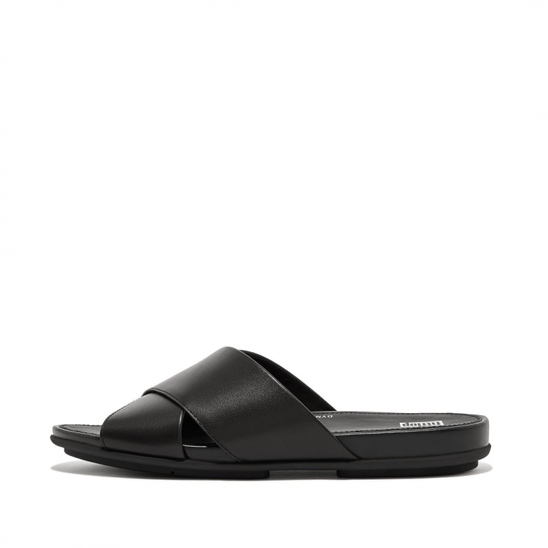 Women\'s Fitflop Gracie Cross Slides Slides Black | CA-0568734-UT