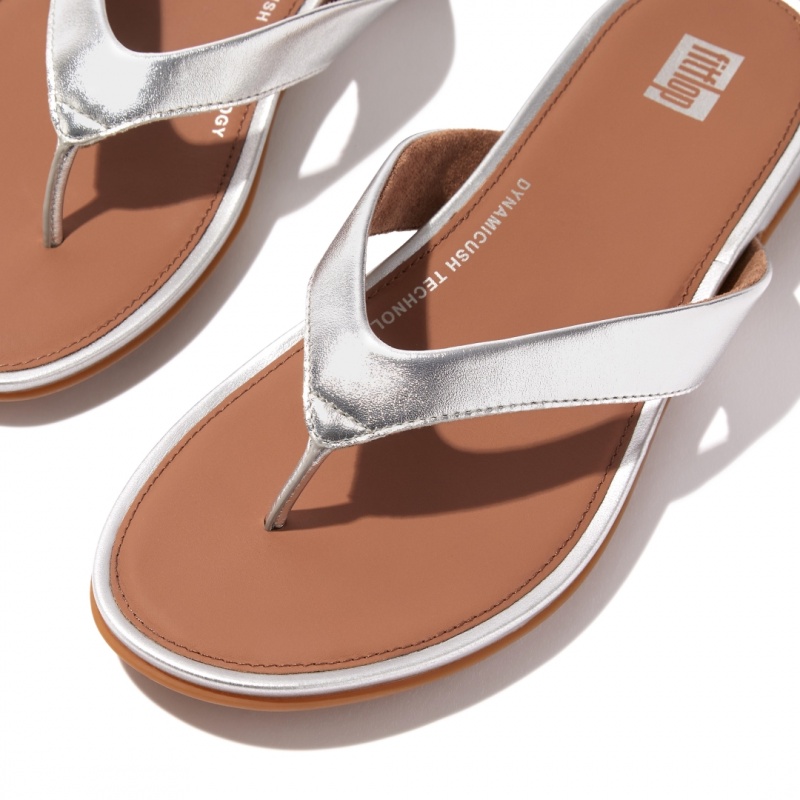 Women's Fitflop Gracie Flip Flops Silver | CA-8765243-LS