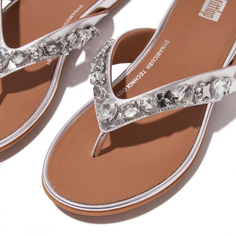 Women's Fitflop Gracie Flip Flops Silver | CA-4059721-VN