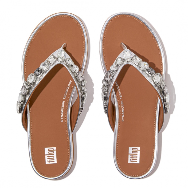 Women's Fitflop Gracie Flip Flops Silver | CA-4059721-VN