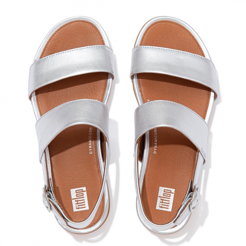 Women's Fitflop Gracie Leather Back-Strap Sandals Silver | CA-0251839-HN