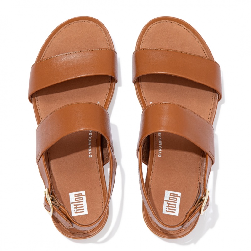 Women's Fitflop Gracie Leather Back-Strap Sandals Brown | CA-6071489-GC