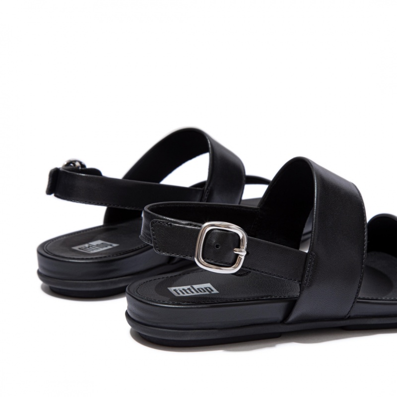 Women's Fitflop Gracie Leather Back-Strap Sandals Black | CA-3829017-NC