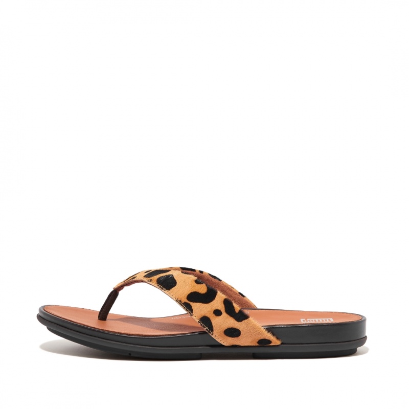 Women\'s Fitflop Gracie Leopard Print Flip Flops Leopard | CA-3541872-EA