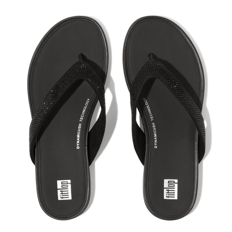 Women's Fitflop Gracie Microfibre Flip Flops Black | CA-0752319-HF