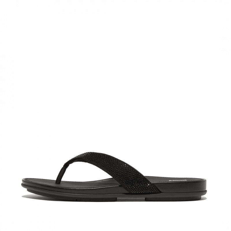 Women\'s Fitflop Gracie Microfibre Flip Flops Black | CA-0752319-HF