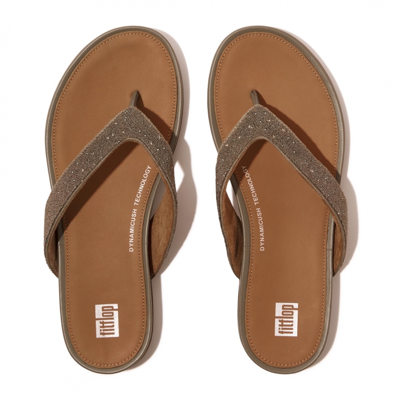 Women's Fitflop Gracie Microfibre Flip Flops Flip Flops Brown | CA-4309182-VN