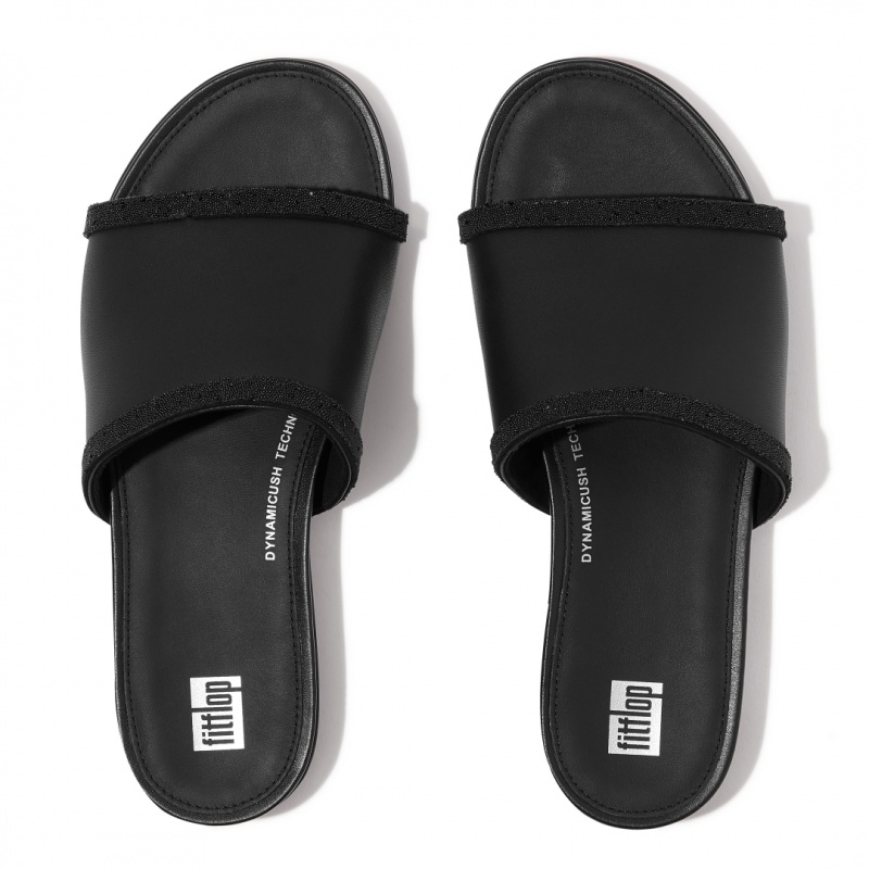 Women's Fitflop Gracie Microfibre Slides Slides Black | CA-1957324-FQ