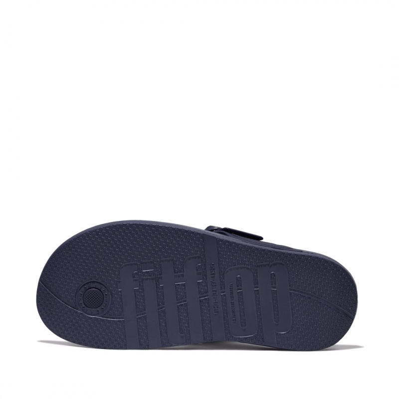 Women's Fitflop Iqushion Adjustable Buckle Flip Flops Navy | CA-2069341-FQ