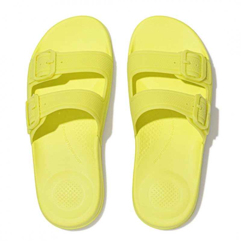 Women's Fitflop Iqushion Rubber Tpu Slides Slides Light Green | CA-0958416-YN