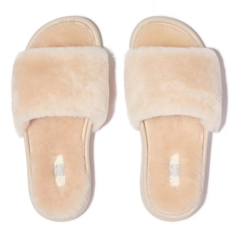 Women's Fitflop Iqushion Shearling Slides White | CA-0789142-CN