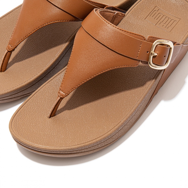 Women's Fitflop Lulu Adjustable Leather Toe-Post Sandals Brown | CA-1702483-GH