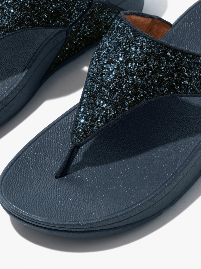 Women's Fitflop Lulu Glitter Toe-Post Sandals Navy | CA-8397245-LY