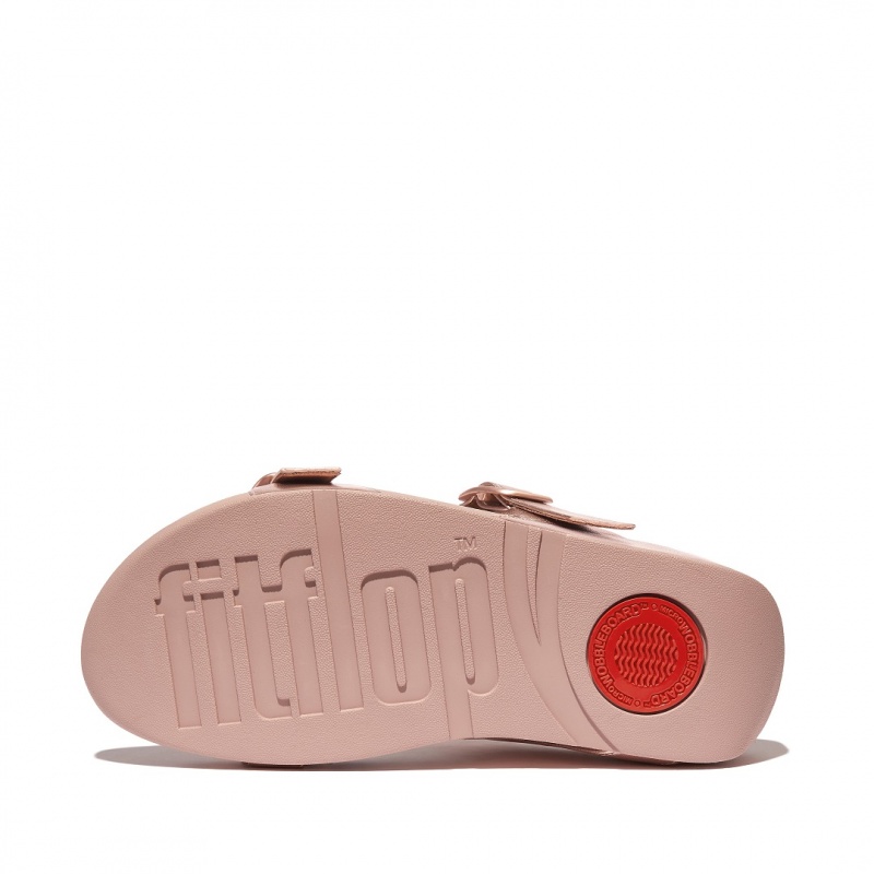 Women's Fitflop Lulu Leather Slides Rose Gold | CA-6971502-AZ