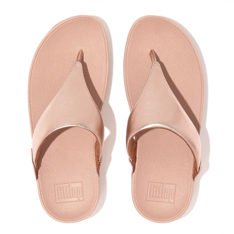 Women's Fitflop Lulu Leather Toe-Post Sandals Rose Gold | CA-1865092-WH