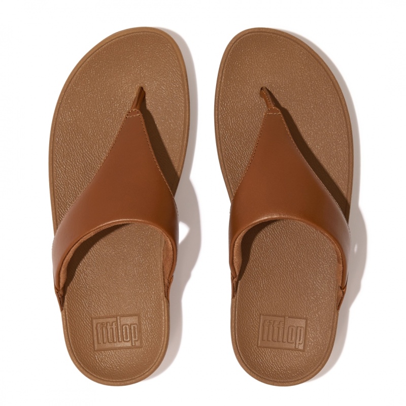 Women's Fitflop Lulu Leather Toe-Post Sandals Brown | CA-0397254-RB