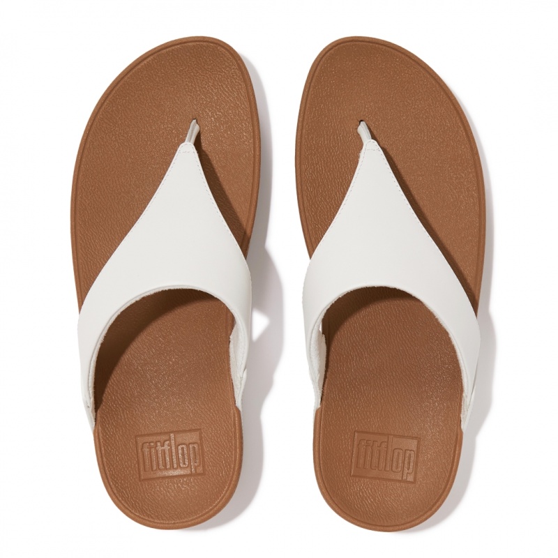 Women's Fitflop Lulu Leather Toe-Post Sandals White | CA-1254678-JZ