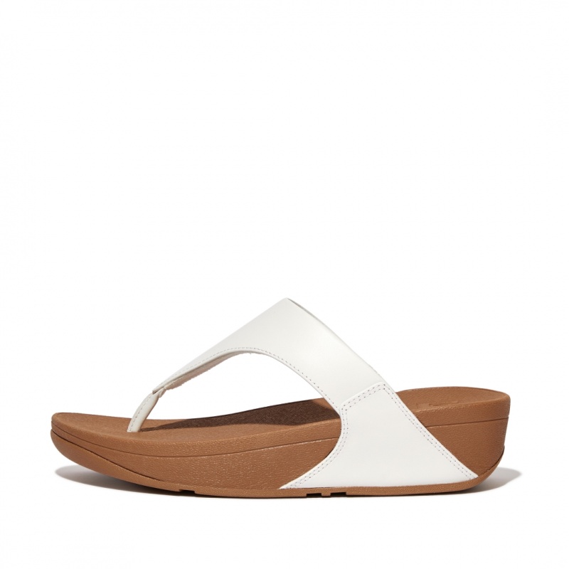 Women\'s Fitflop Lulu Leather Toe-Post Sandals White | CA-1254678-JZ