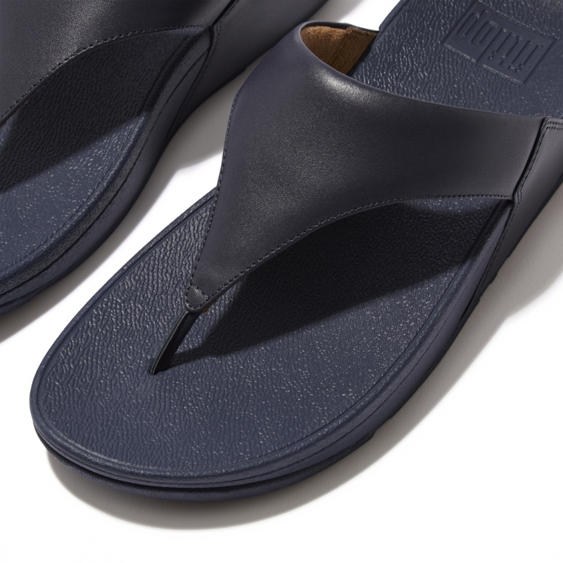 Women's Fitflop Lulu Leather Toe-Post Sandals Navy | CA-1206937-OL