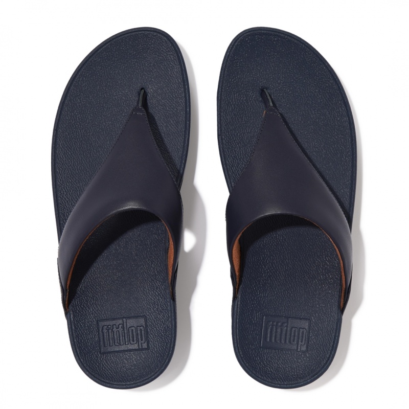 Women's Fitflop Lulu Leather Toe-Post Sandals Navy | CA-1206937-OL