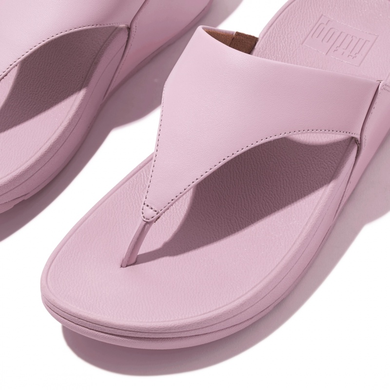 Women's Fitflop Lulu Leather Toe-Post Sandals Pink | CA-5970612-WN