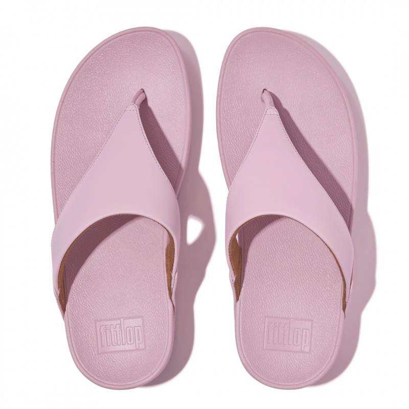 Women's Fitflop Lulu Leather Toe-Post Sandals Pink | CA-5970612-WN