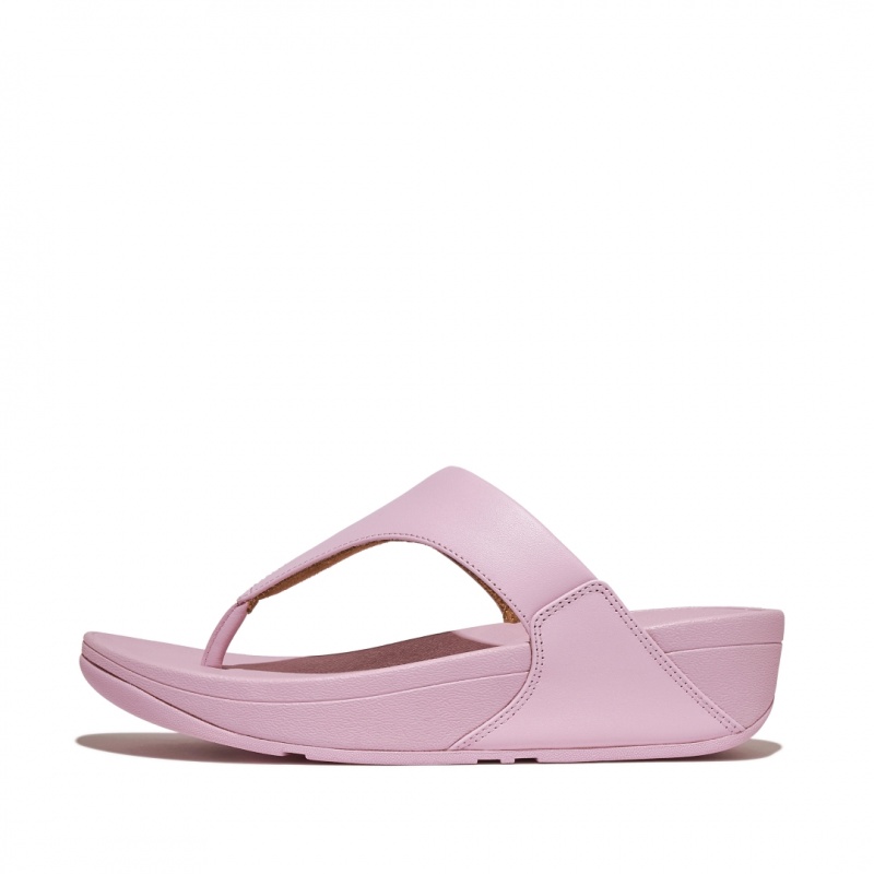 Women\'s Fitflop Lulu Leather Toe-Post Sandals Pink | CA-5970612-WN