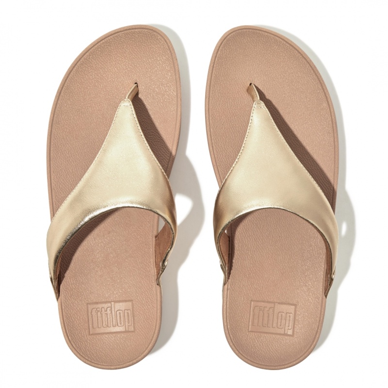 Women's Fitflop Lulu Leather Toe-Post Sandals Gold | CA-7564810-LT