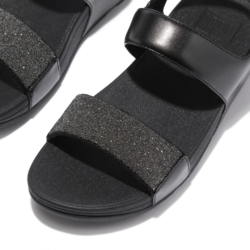 Women's Fitflop Lulu Microfibre Faux Leather (Pu) Back-Strap Sandals Black | CA-6805149-DT