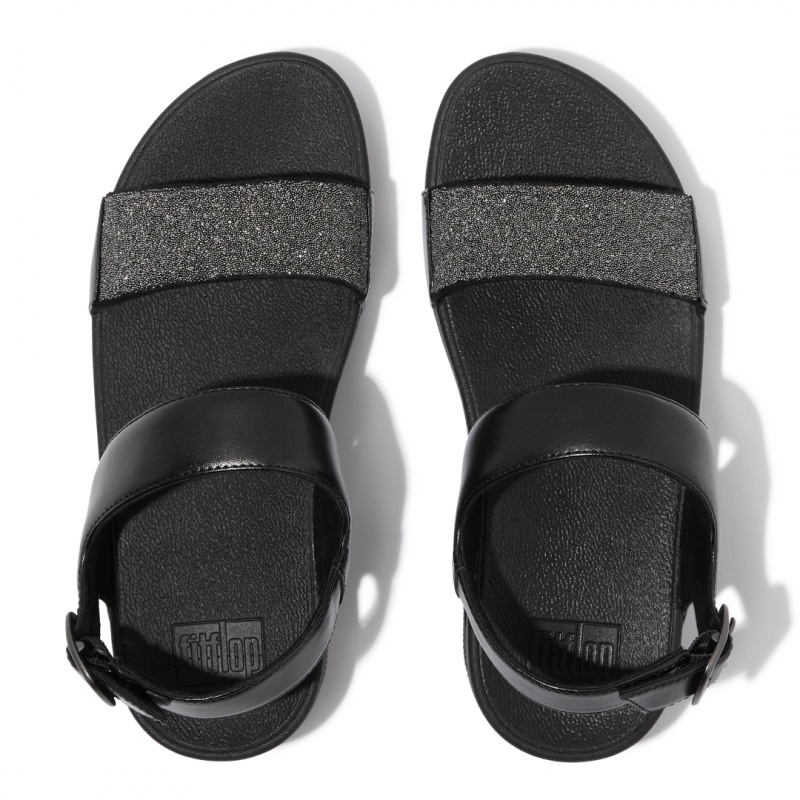 Women's Fitflop Lulu Microfibre Faux Leather (Pu) Back-Strap Sandals Black | CA-6805149-DT