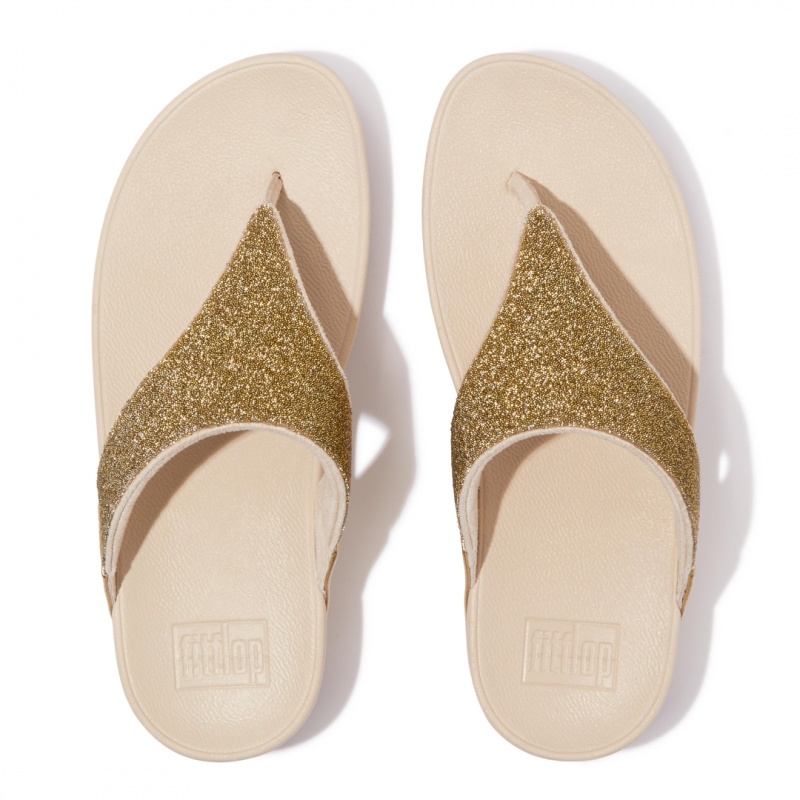 Women's Fitflop Lulu Microfibre Faux Leather (Pu) Thongs Toe-Post Sandals Gold | CA-9245736-VB