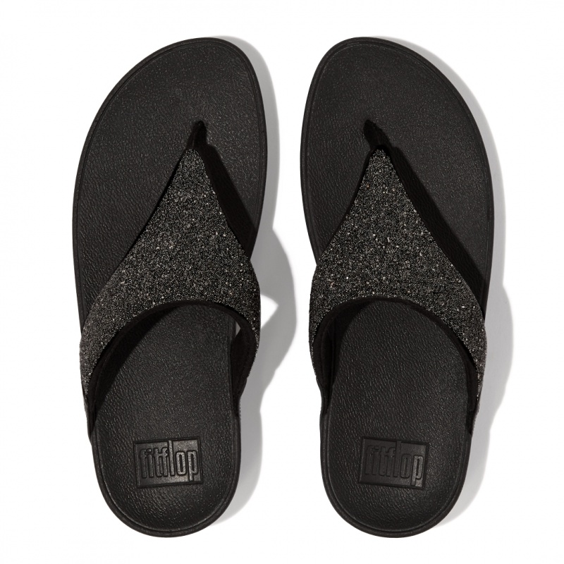 Women's Fitflop Lulu Microfibre Faux Leather (Pu) Thongs Toe-Post Sandals Black | CA-3726409-QI