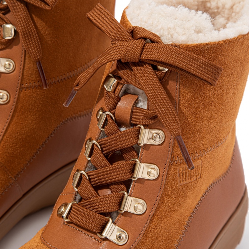 Women's Fitflop Mukluk Shearling Wool Ankle Boots Light Brown | CA-3975028-XI