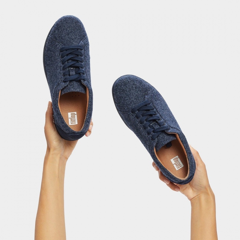 Women's Fitflop Rally Merino Wool Sneakers Navy | CA-9428703-OP