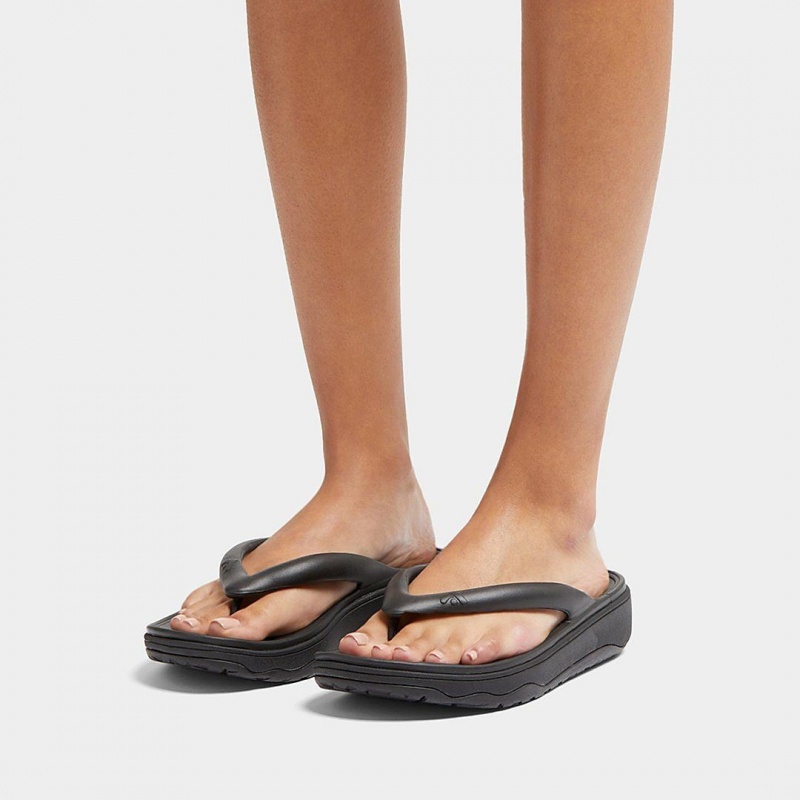 Women's Fitflop Relieff Eva Tpu Thongs Toe-Post Sandals Black | CA-0392476-ZW