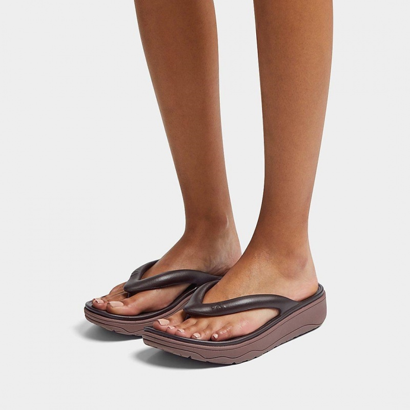 Women's Fitflop Relieff Eva Tpu Thongs Toe-Post Sandals Brown | CA-8056217-WH