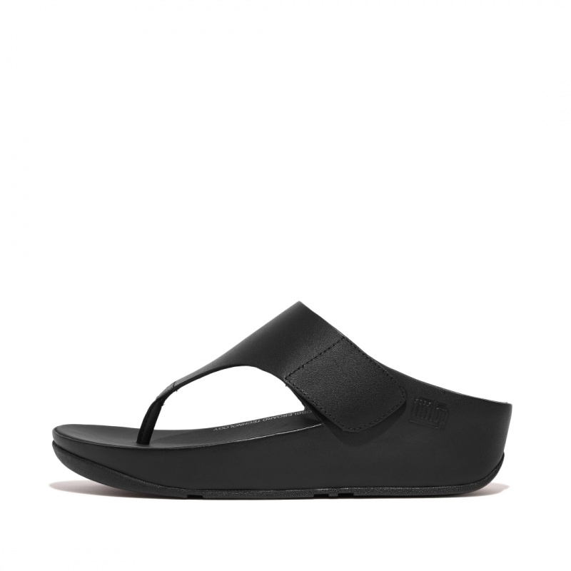 Women\'s Fitflop Shuv Toe Thongs Thongs Black | CA-1802796-AV